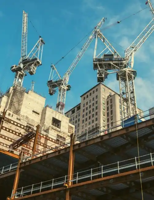 Construction team reviewing plans